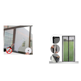OFERTA: 2 x Plasa anti insecte, pentru fereastra + Perdea tip plasa anti insecte cu inchidere magnetica